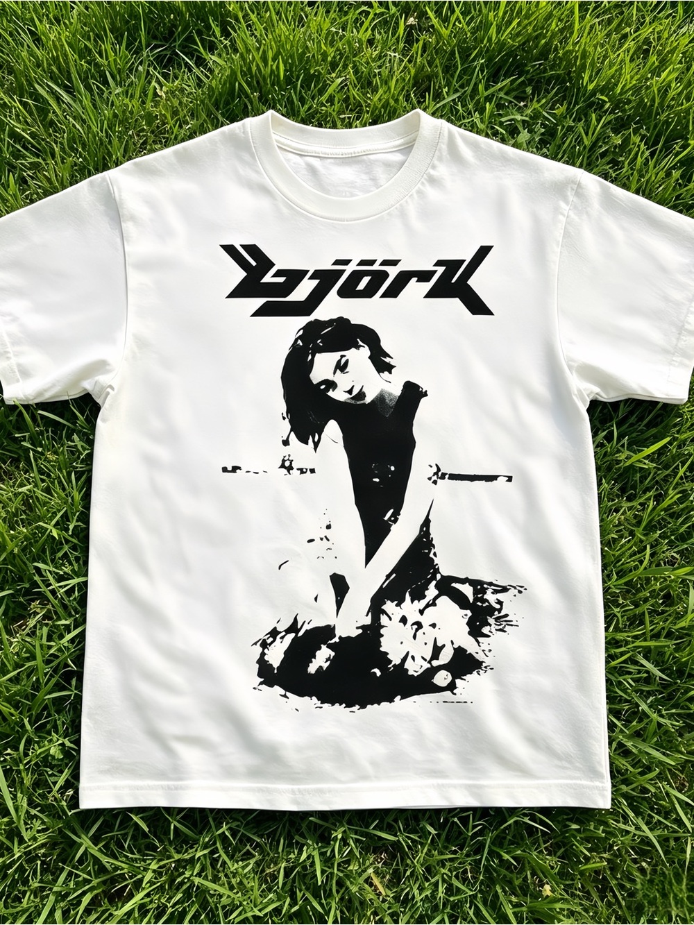 Y2K Soft Anime Girl Floral Graphic Tee White Unisex.